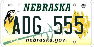 NE license plate ADG555