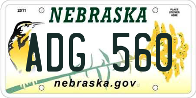 NE license plate ADG560