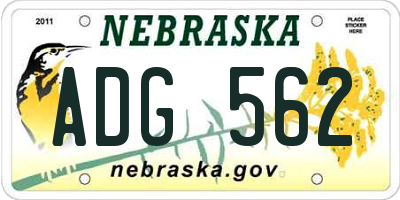 NE license plate ADG562