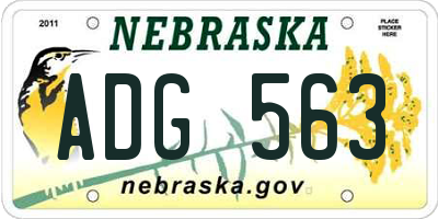 NE license plate ADG563