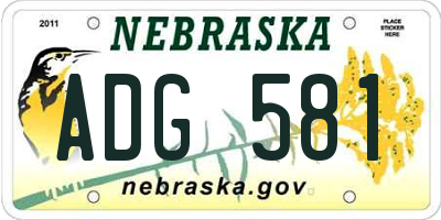 NE license plate ADG581
