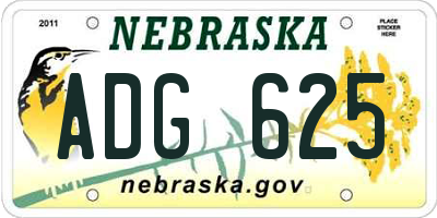 NE license plate ADG625