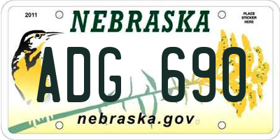 NE license plate ADG690