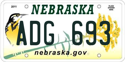 NE license plate ADG693