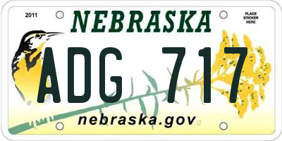 NE license plate ADG717