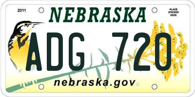 NE license plate ADG720