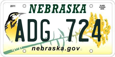 NE license plate ADG724