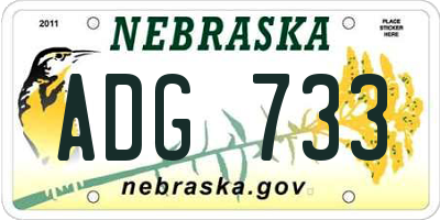 NE license plate ADG733