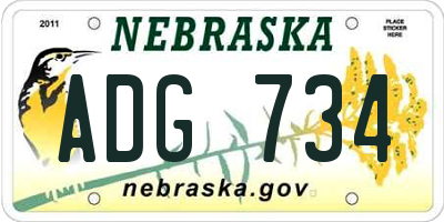 NE license plate ADG734