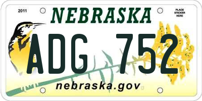 NE license plate ADG752