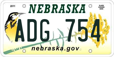 NE license plate ADG754