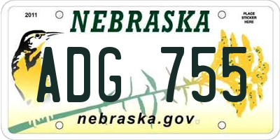 NE license plate ADG755