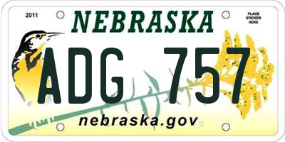 NE license plate ADG757