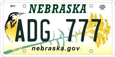 NE license plate ADG777