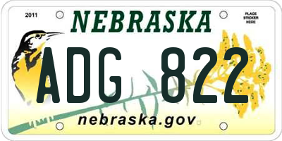 NE license plate ADG822