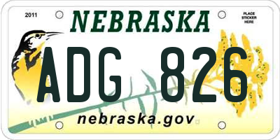 NE license plate ADG826