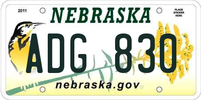 NE license plate ADG830