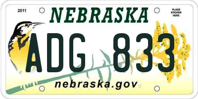 NE license plate ADG833