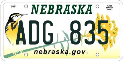 NE license plate ADG835