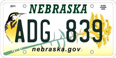 NE license plate ADG839