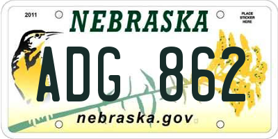 NE license plate ADG862