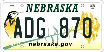 NE license plate ADG870