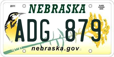 NE license plate ADG879