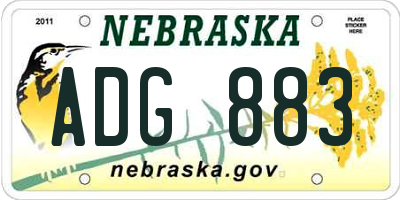 NE license plate ADG883