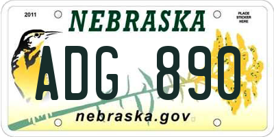 NE license plate ADG890