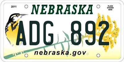 NE license plate ADG892