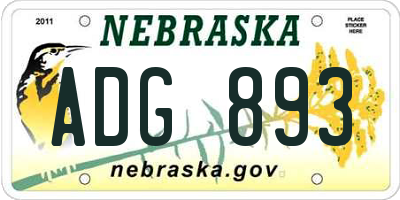 NE license plate ADG893