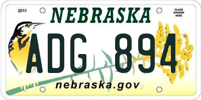 NE license plate ADG894