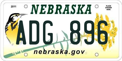 NE license plate ADG896