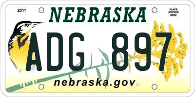 NE license plate ADG897