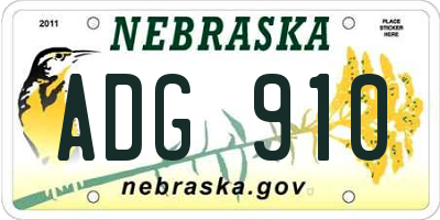 NE license plate ADG910