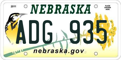 NE license plate ADG935
