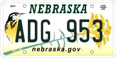 NE license plate ADG953