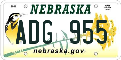 NE license plate ADG955