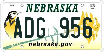 NE license plate ADG956