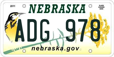 NE license plate ADG978