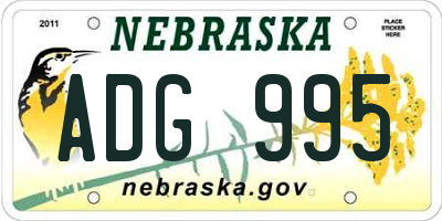 NE license plate ADG995