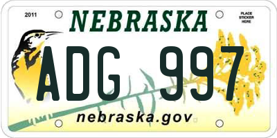 NE license plate ADG997