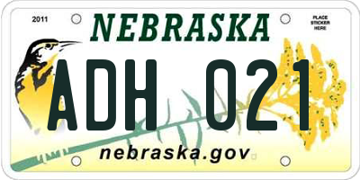 NE license plate ADH021