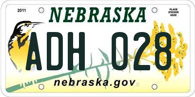 NE license plate ADH028