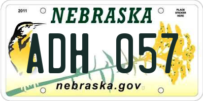 NE license plate ADH057