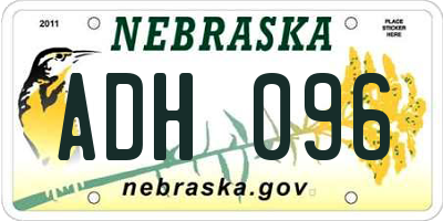 NE license plate ADH096