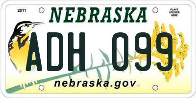 NE license plate ADH099