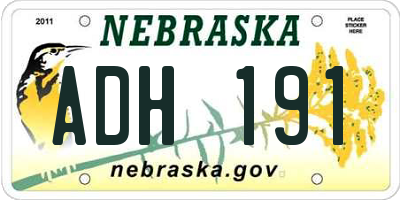 NE license plate ADH191