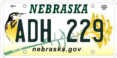 NE license plate ADH229