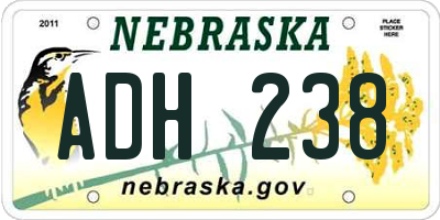 NE license plate ADH238